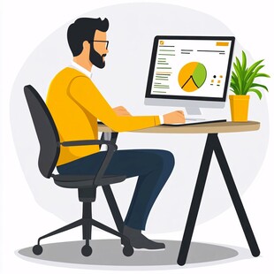 扁平风人物工作