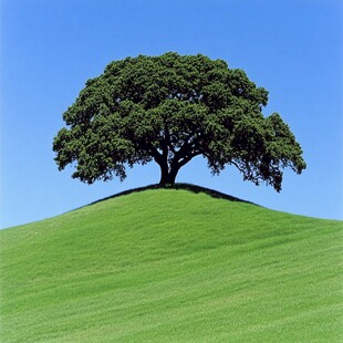 蓝天白云绿茵茵大树