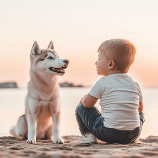 小男孩与狗狗