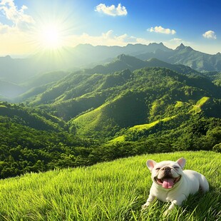 草地山的狗狗