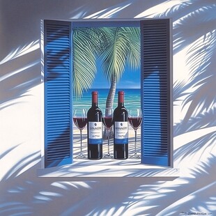户外红酒无框画