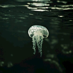 水母游动海洋生物