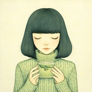 茶叶女孩插画