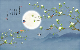 中式花鸟山水画