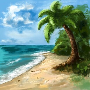 海滩风景画