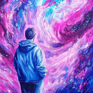 男人背影超现实虚空间