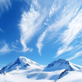 蓝天白云雪山桌面壁纸