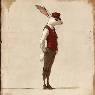 兔子先生插画图案印花