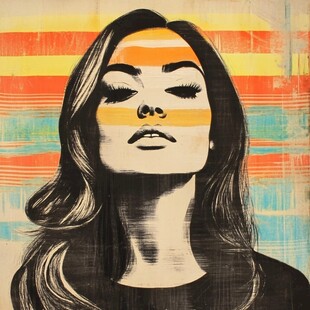 人脸色块拼接装饰画