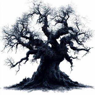 手绘老枯树