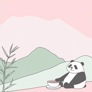 熊猫茶叶插画