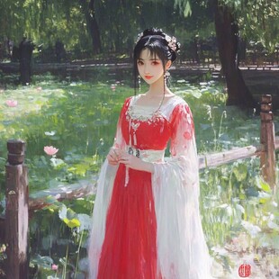 红衣少女设计古风
