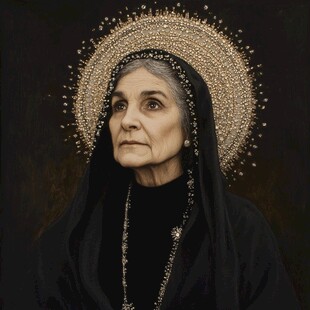 戴头巾的老妇头像