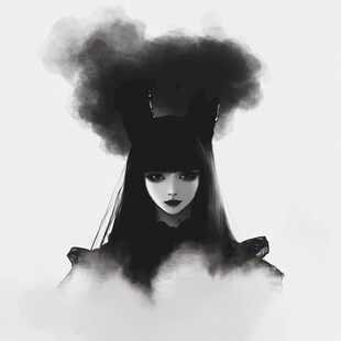 女生头像黑白稿