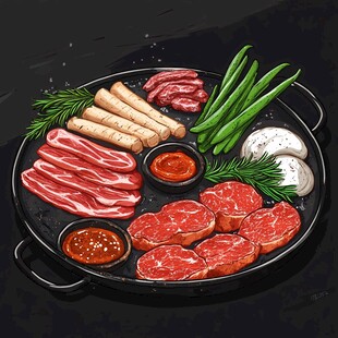 餐饮肉类插画