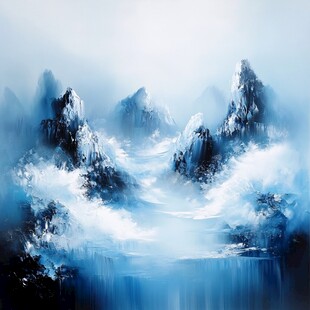 蓝色梦幻山水风情