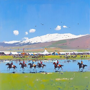 蒙古水彩水墨山水