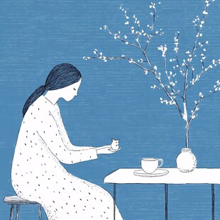 茉莉花茶女孩插画