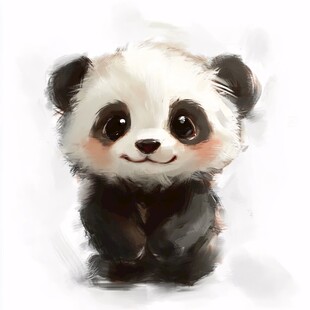 手绘小熊猫