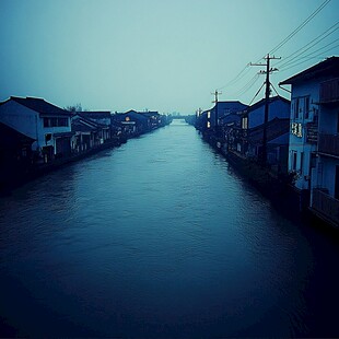 街道河流田地