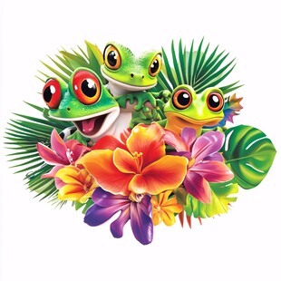 花朵动物插画