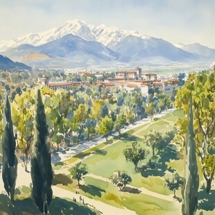 斯坦福大学旅游插画