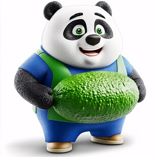 熊猫抱菠萝图案