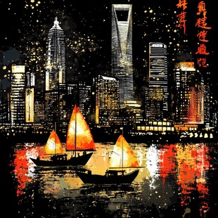 北上广深印象金色手绘