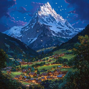 瑞士装饰画瑞士手绘