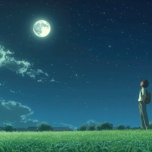 月光插画月光下