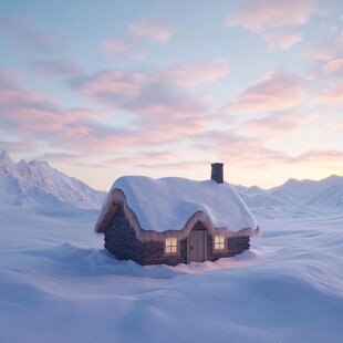 冬天雪屋积雪雪景