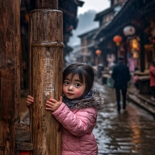 古镇小女孩