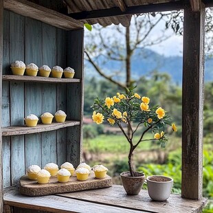 菊花郡花农家窗边复古