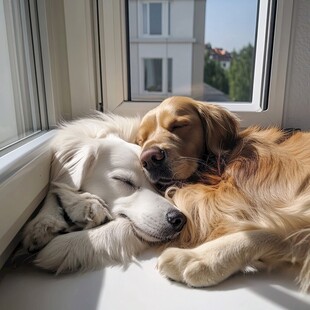 休息的金毛犬