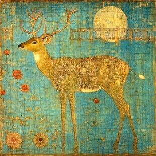 驯鹿复古装饰画