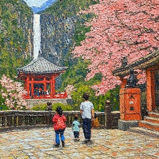 首尔彩绘山水水墨画