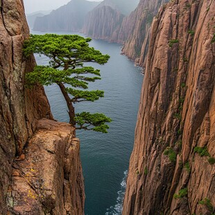 绝壁上的松树