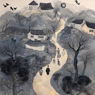 金陵小镇插画