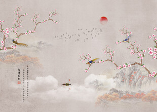 中式花鸟山水