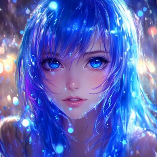 梦幻唯美蓝色系少女