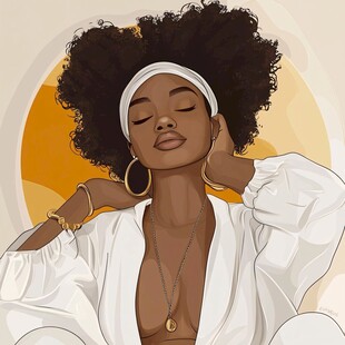 黑人女孩插画