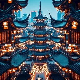 夜景豫园