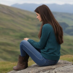 蹲着的美女背影