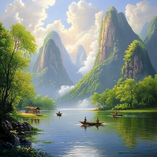 美丽山水风景绘画风景