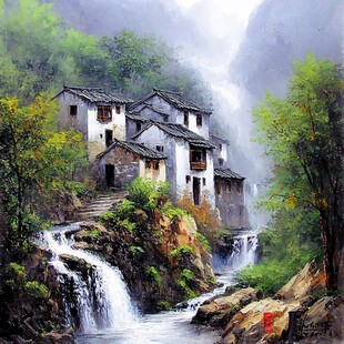 皖南风景油画