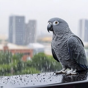 躲雨的鹦鹉