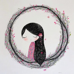 枝干创意人物手绘挂画