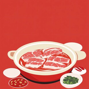 砂锅白肉插画