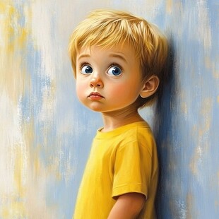 手绘帅气男孩子无框画