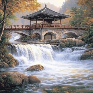 小桥流水油画装饰画